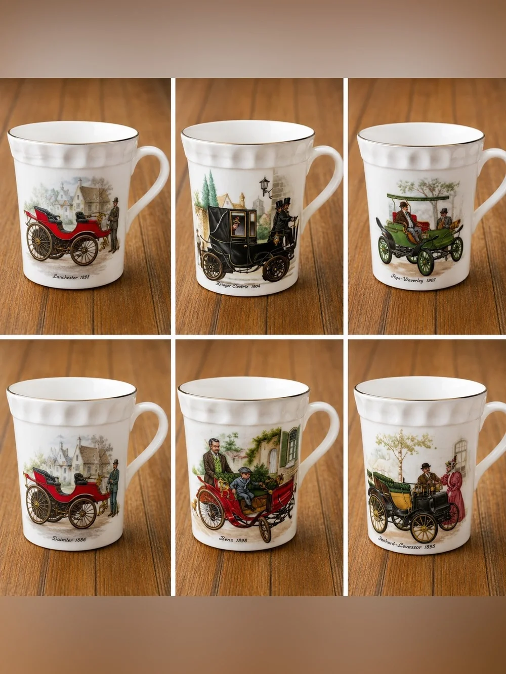 Vintage Crown Staffordshire Fine Bone China Snack Set – 6 Cups & 6 Snack Plates